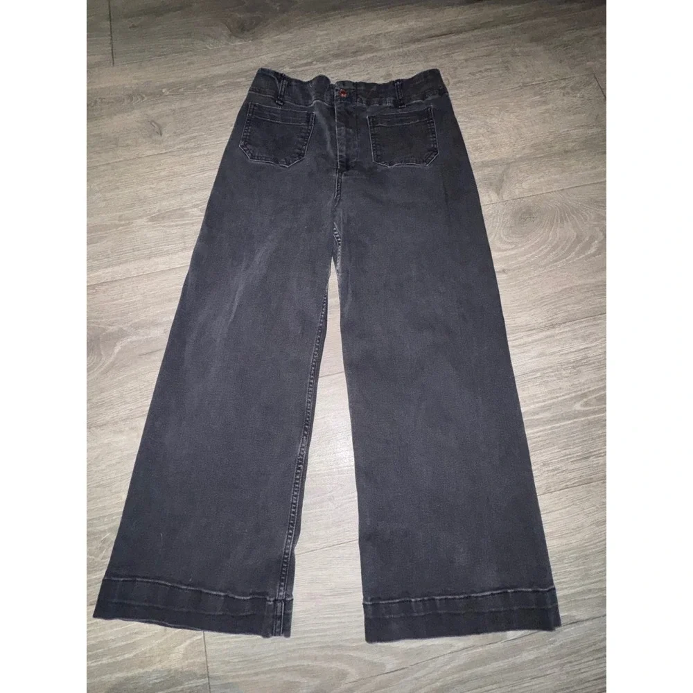 Pilcro and the Letterpress High Rise Wide Leg Jeans Faded Black Size 29